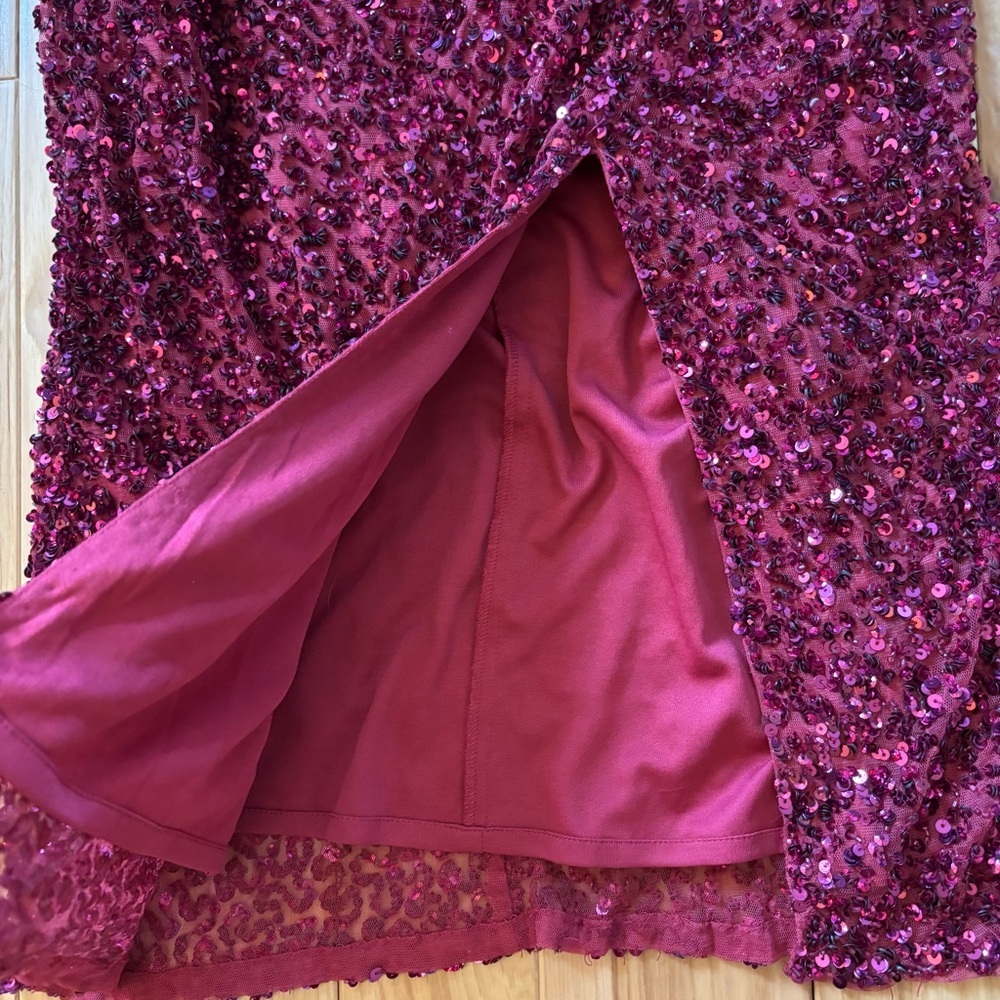 NEW Parker Black Sia Pink Sequin V Neck Sleeveless Front Slit Accent Dress - Picture 6 of 14